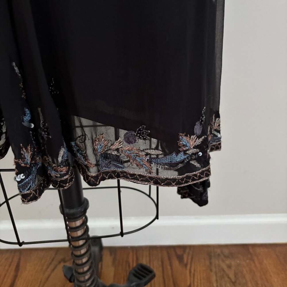 Stenay Y2K Black Silk Beaded Fairy Goth Dress Whimsigoth Fairycore 6 - Picture 3 of 11